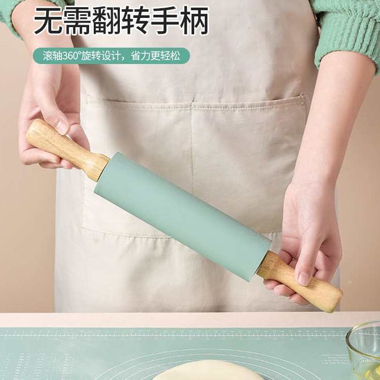 甄选硅胶滚轴擀面杖家用擀面棍小号硅胶撖面杖杆面棒商用杠面擀面