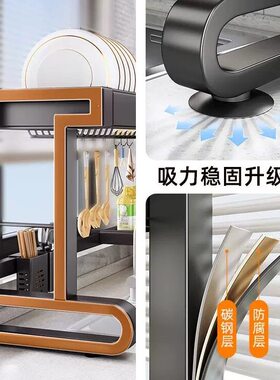 甄选枪灰色水槽置物架厨房水池洗碗碟台面碗盘收纳多功能碗架沥水