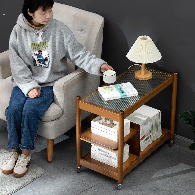 桌下书架办公室落地桌面收纳书柜可移动宿舍简易置物架小推车带轮