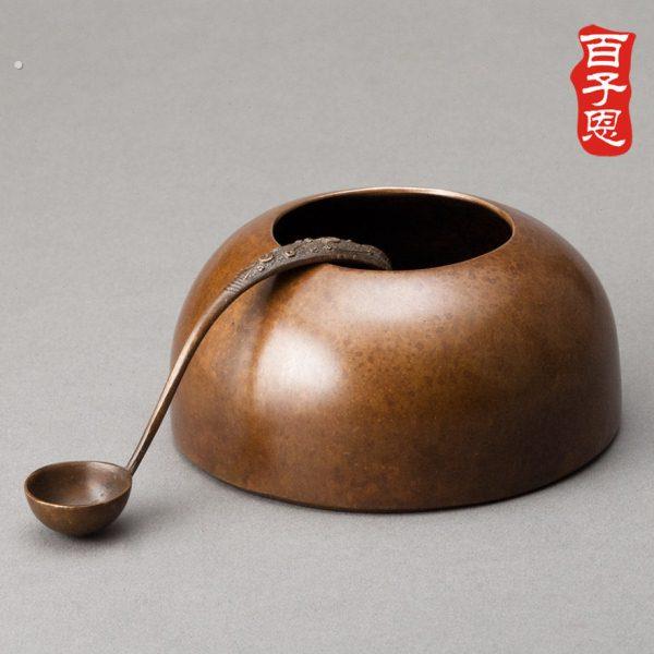 小口铜水丞 水滴砚滴铜器文房四宝砚台加水之用水盂古玩书法用品
