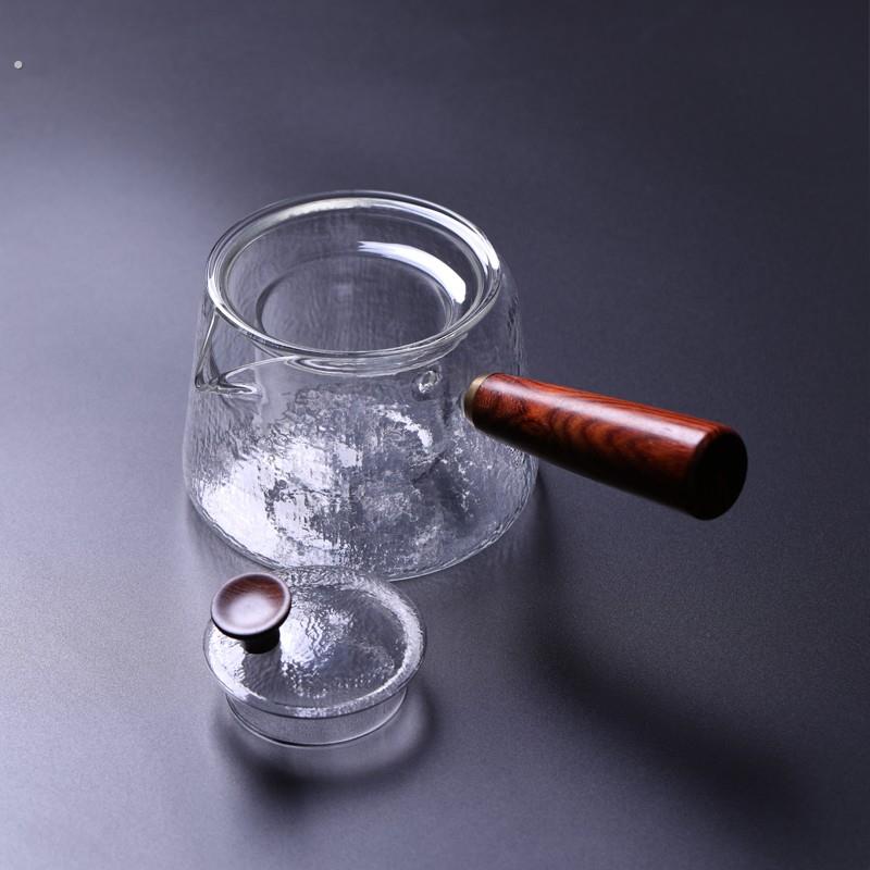 六合堂耐热玻璃茶壶侧把壶带过滤泡茶壶电陶炉煮茶器锤纹玻璃茶壶