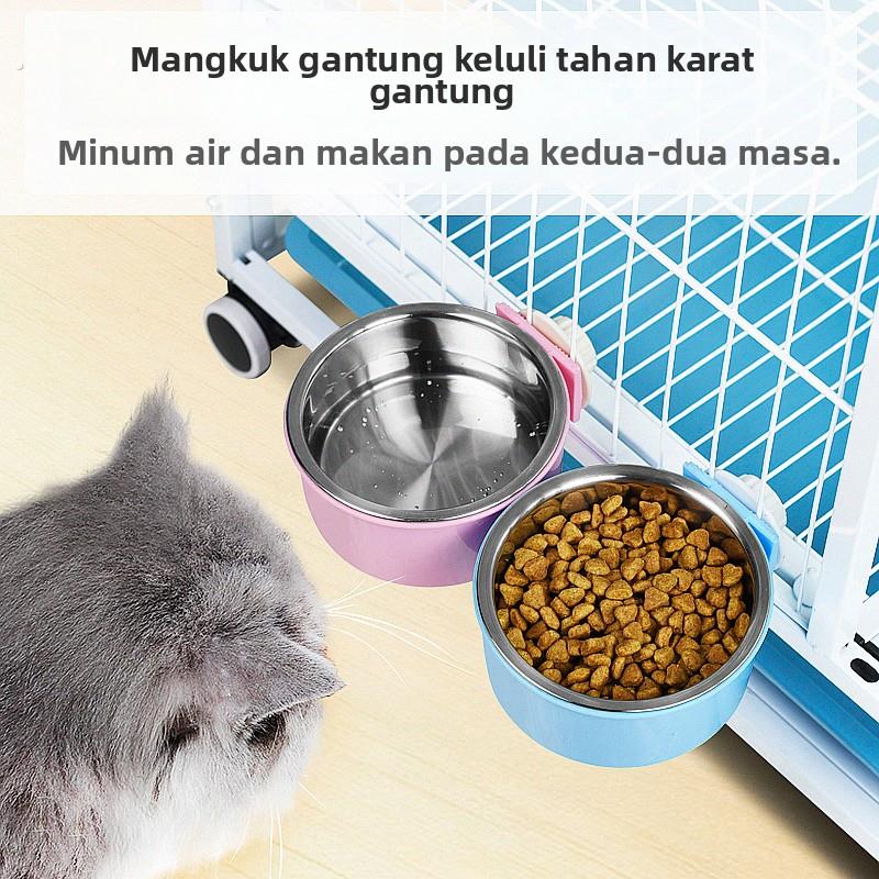 挂碗大小号不锈钢挂碗 宠物铁笼专用固定碗狗碗猫碗悬挂式猫粮碗