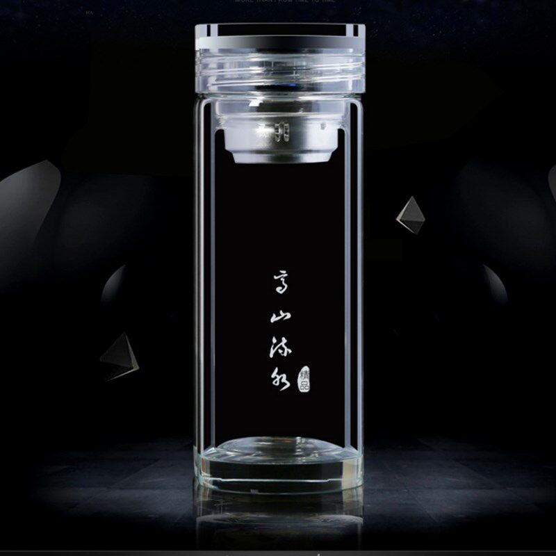 尚水玻璃杯高山流水杯子高档泡茶杯商务水杯双层隔热水晶茶杯定制