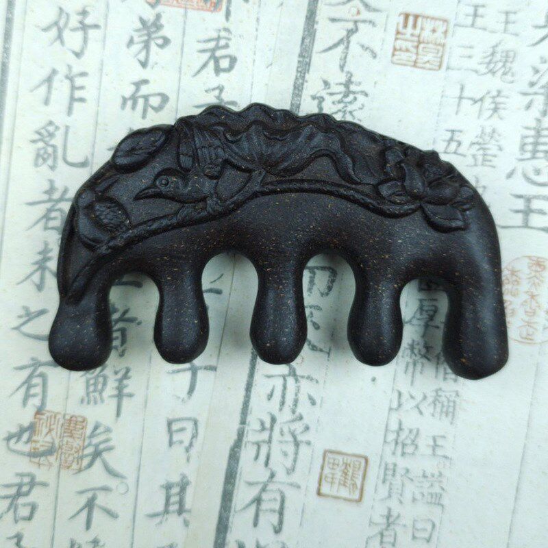 合香梳子何首乌经络按摩梳喜上眉梢养发梳古法防脱发五齿中药梳子
