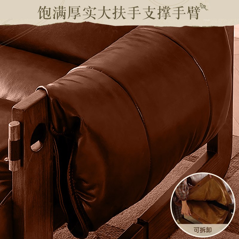单人沙发椅家用休闲懒人椅子可躺可坐中古风懒人沙发实木复古躺椅