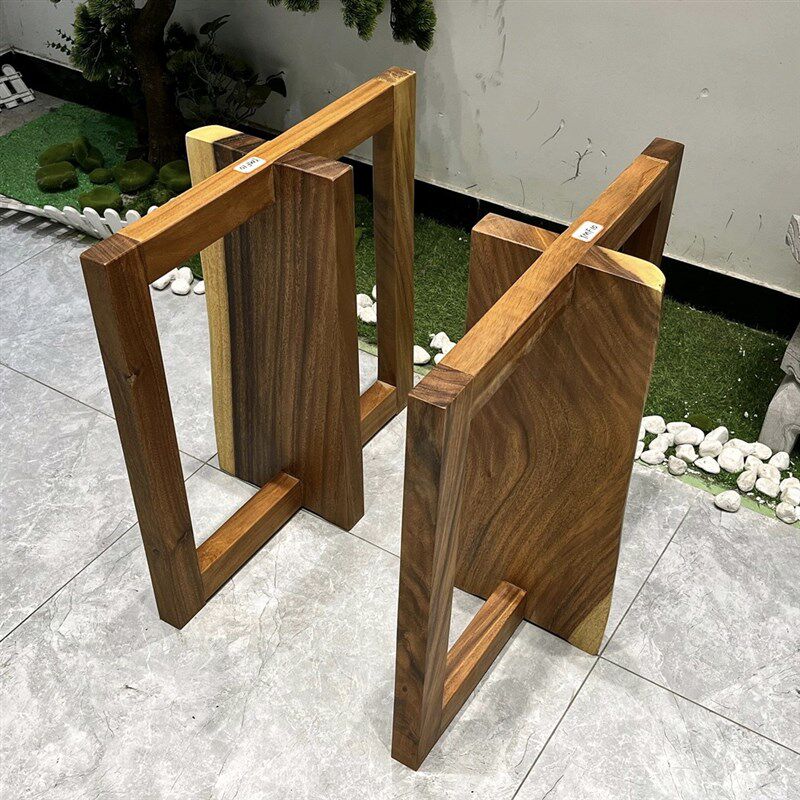 实木支架胡桃木茶桌茶几桌子脚大板茶台桌脚纯料原木三角架餐桌腿