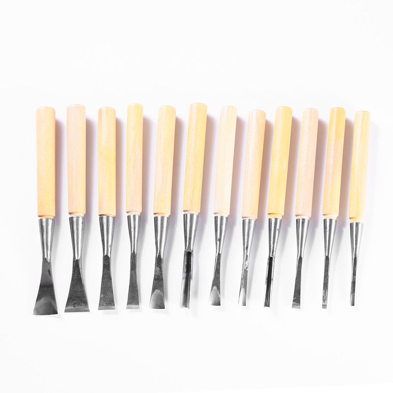 木雕工具东阳手工木雕刻刀根雕茶盘底座制作挖勺挖盘打坯刀12件套