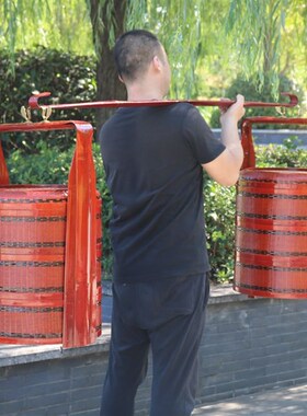 浙江产竹编婚篮 婚礼用红色竹编篮子 民间特色竹编工艺品 带扁担