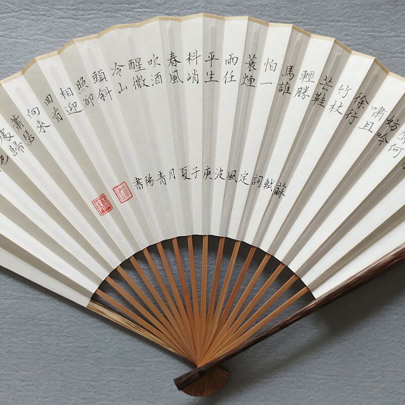 苏轼定风波手写小楷书法文玩题字折扇