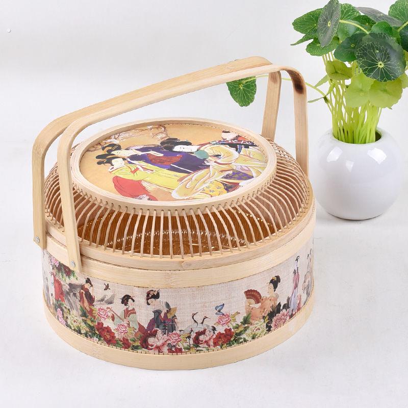 2025竹篮子老式串丝盖中秋节装粽子工艺品月饼手提篮篮子编织家用