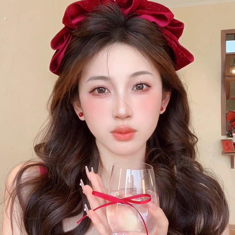 红色云朵丝绒大蝴蝶结头饰发夹女网红弹簧夹半扎发发夹后脑勺顶夹