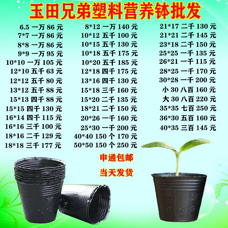 营养钵树苗种植营养袋育苗钵营养杯一次性黑色塑料软花盆简易加厚