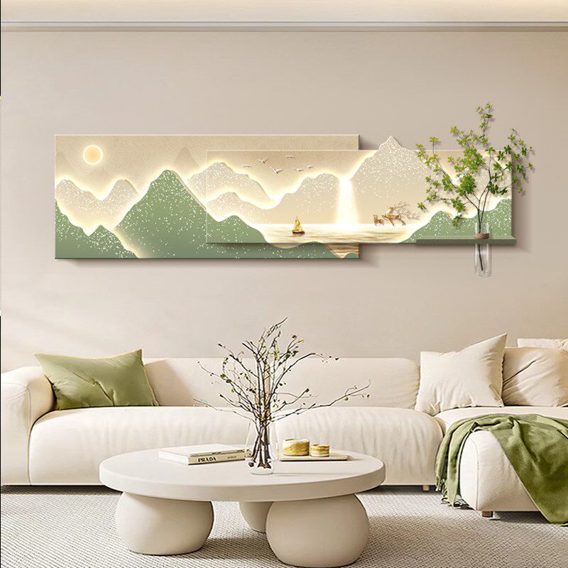 背靠金山客厅装饰画水培绿植轻奢沙发背景墙面挂画立体高级感壁画
