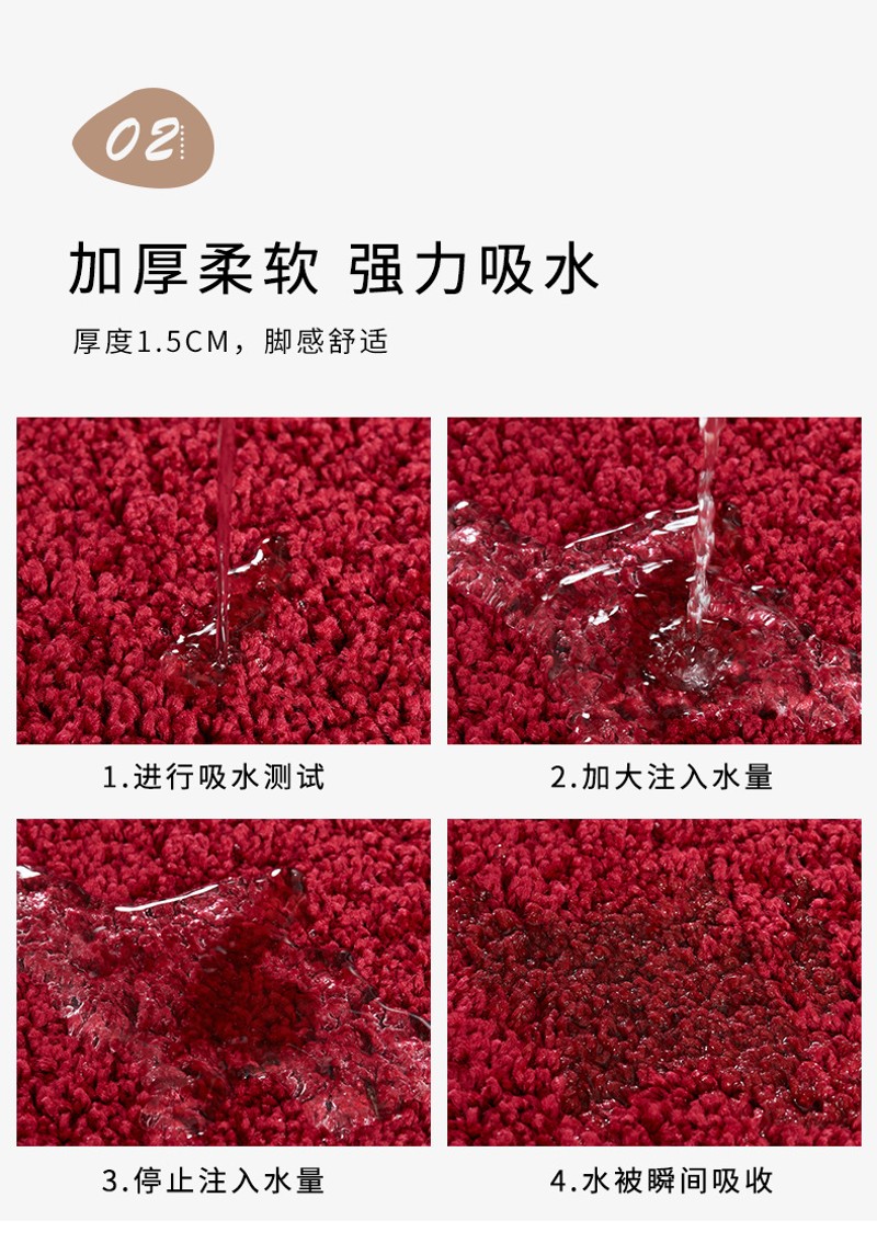 可定制加厚毛绒地毯入户地垫门垫进门脚垫客厅玄关吸水防滑垫耐脏图片