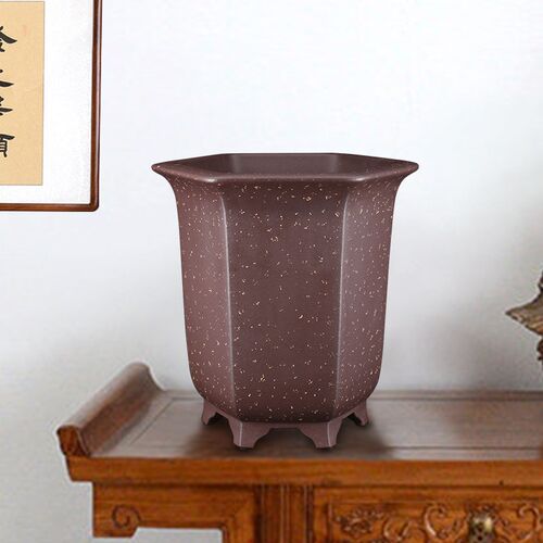 李记大号中号高档精品名家朱永南六方宫灯飘口蕙兰墨兰虎皮兰花盆