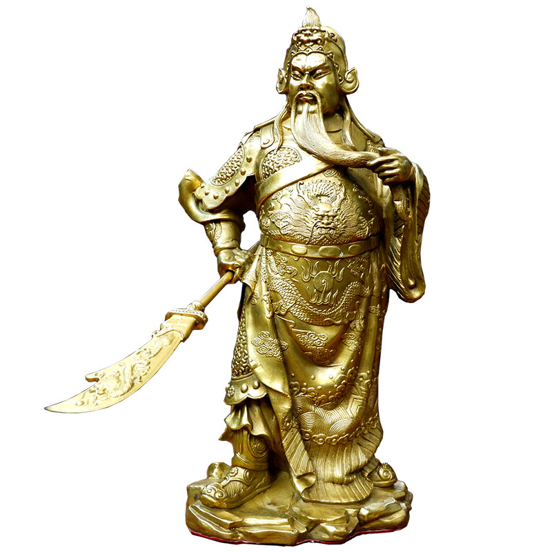 纯铜关公像武财神关二爷大刃摆件镇宅大号供奉神像店铺客厅办公室
