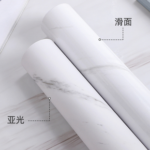 哑光爵士白亚光大理石贴纸自粘防水桌贴厨房防油鱼肚墙纸自粘墙贴
