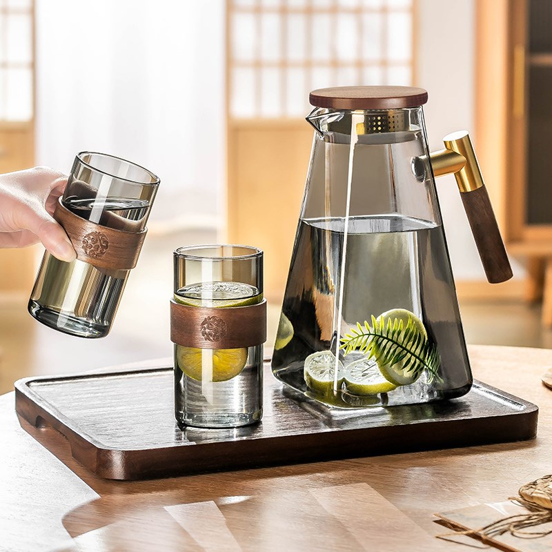 冷水壶玻璃耐加厚高温高颜值装水容器凉水杯大容量水瓶家用果茶壶