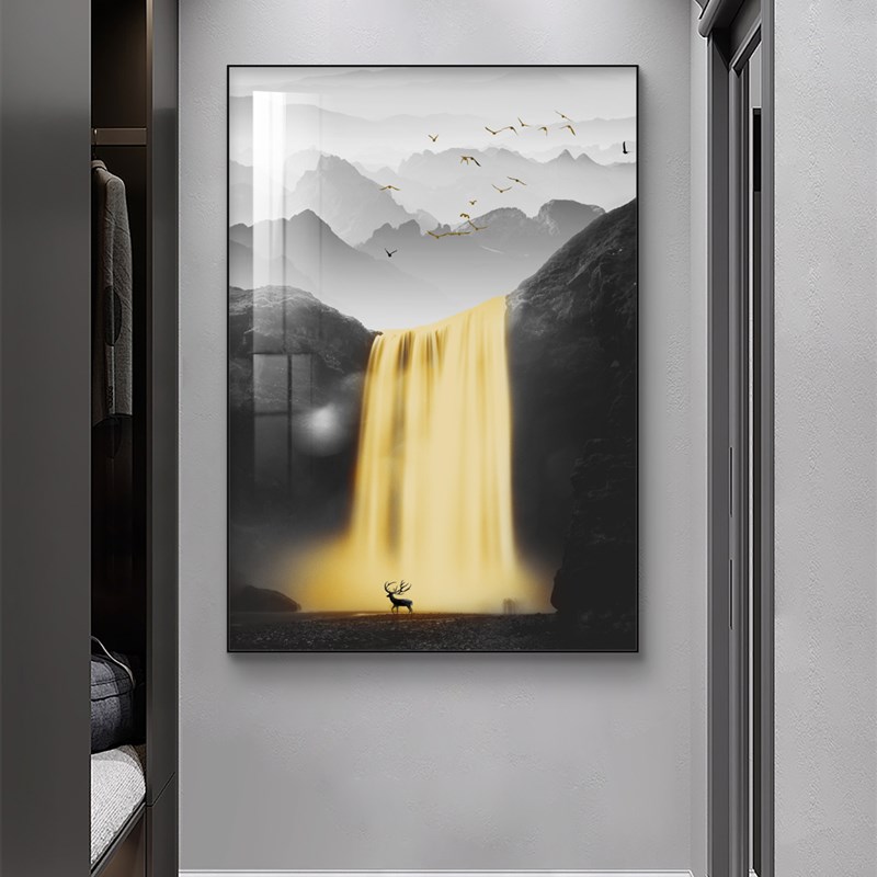 财源滚滚玄关装饰画走廊过道高级感挂画卧室客厅餐厅壁画小众画