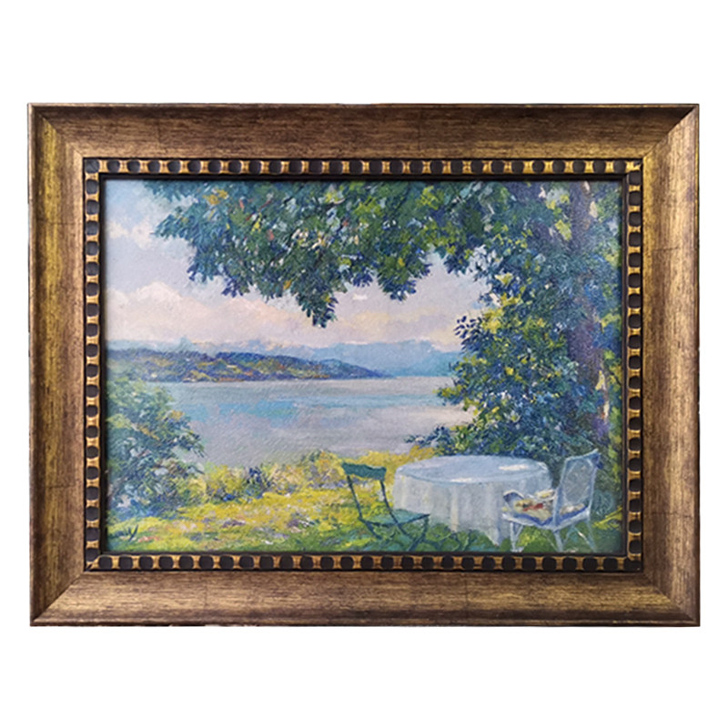 可可的画廊 古典风景油画北欧轻奢阳光湖畔餐厅背景墙装饰画摆台