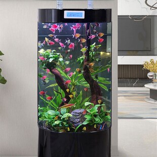 半圆形落地金鱼缸电视柜旁智能靠墙水族箱家用客厅小型懒人免换水