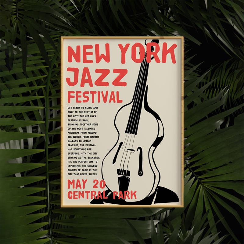 装饰画有框画挂画欧洲爵士乐音乐节海报JAZZ酒吧复古怀旧
