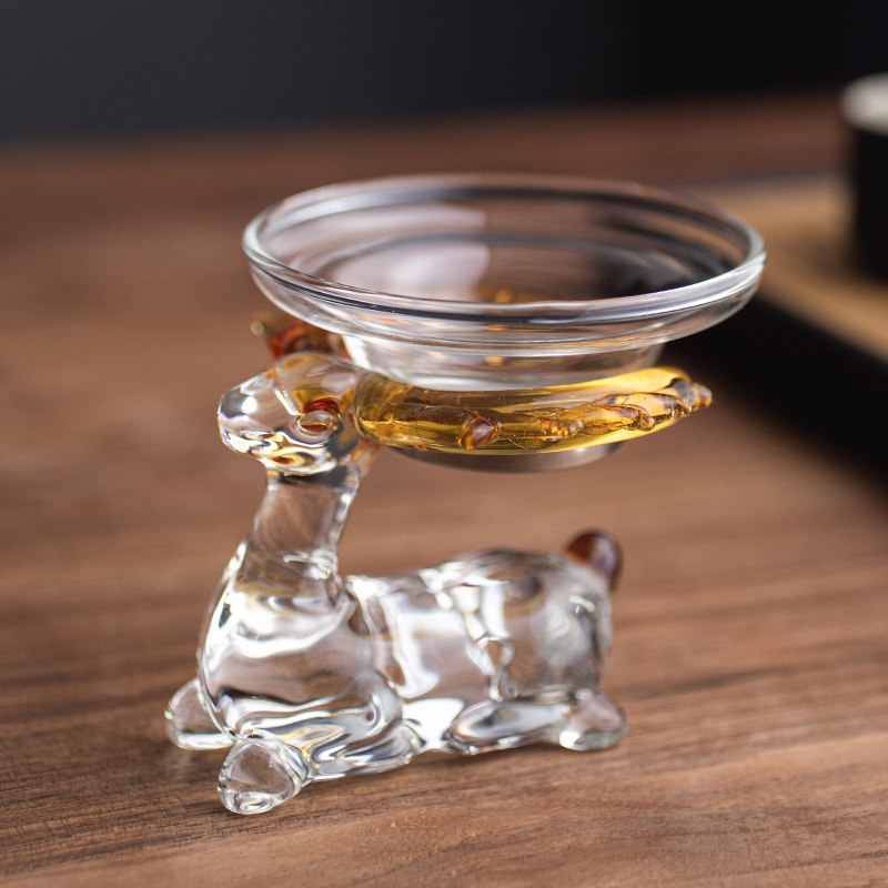 麋鹿茶滤耐热玻璃过滤套装家用创意茶滤泡茶过滤器细密纱网过滤网