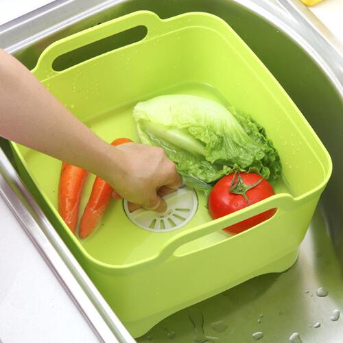 甄选ll家用多功能洗菜篮塑料可移动水槽北欧色水果蔬菜框洗碗沥水