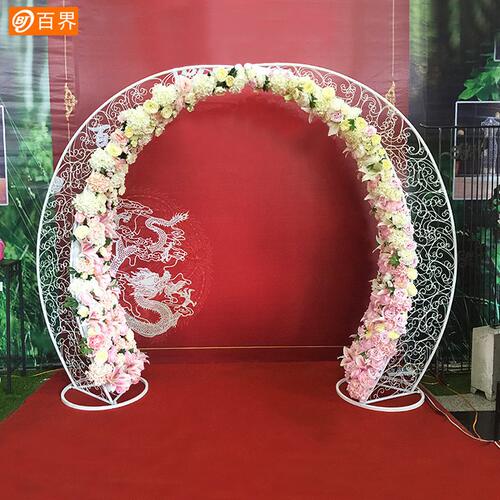 甄选百界婚礼花门婚庆布置道具弯月型拱门铁艺厂家直销 户外摆件