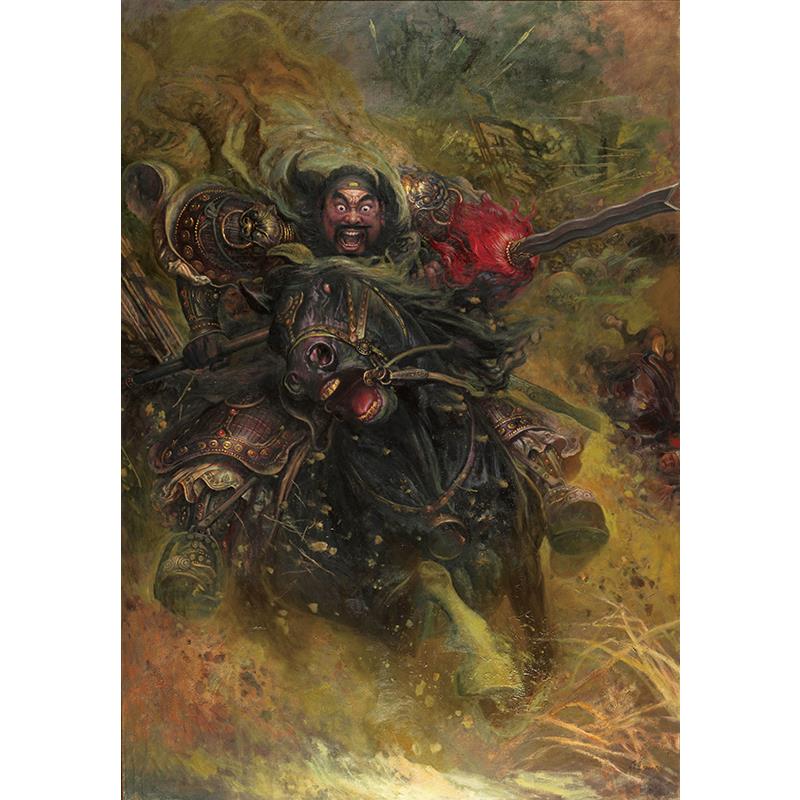 嘉橙戎锦客厅玄关装饰画背景墙壁画挂画中国古典油画包邮三国张飞