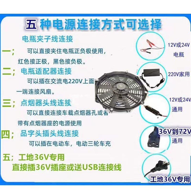 12v24v48v60v72v房车载工程叉车螺丝电扇船用强力车顶挂掉墙壁扇