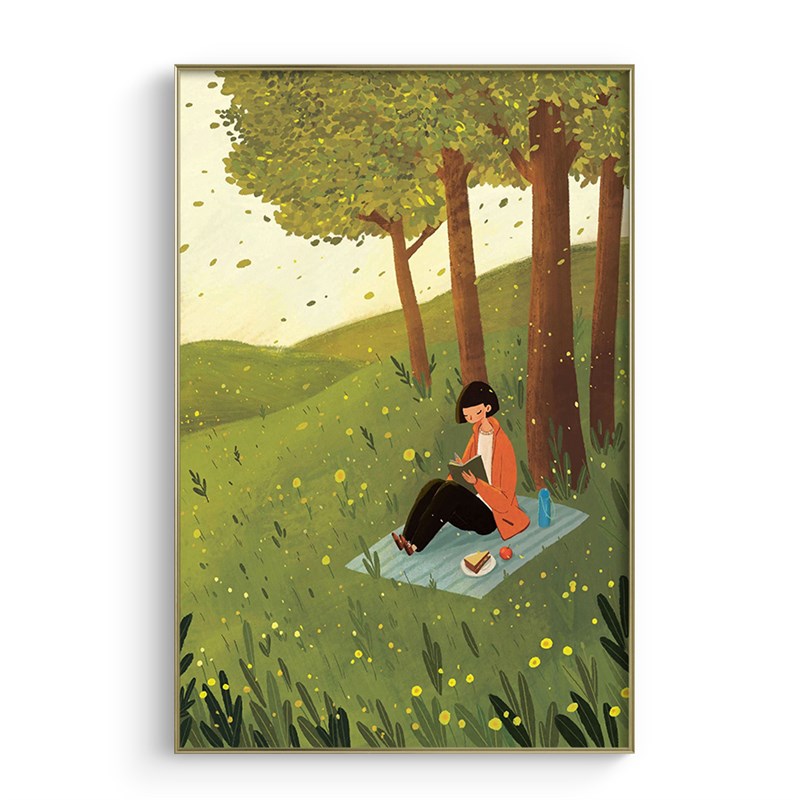 必画田园风格客厅装饰画乡间物语沙发背景墙画金属框书房卧室挂画