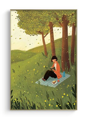 必画田园风格客厅装饰画乡间物语沙发背景墙画金属框书房卧室挂画