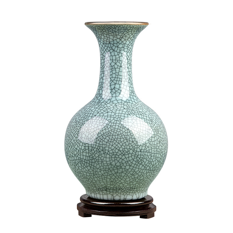 景德镇陶瓷花瓶摆件中式仿古官窑家居装饰品客厅插花器工艺品瓶子