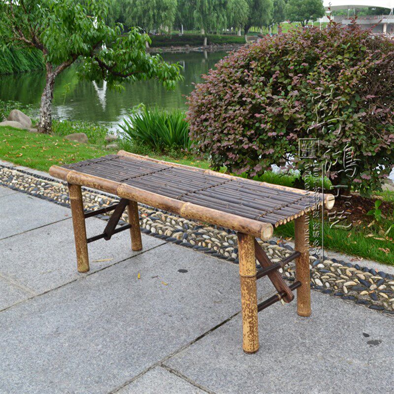 紫竹方桌复古竹桌子茶楼家具农家乐餐桌茶具手工艺凳子日式缘台