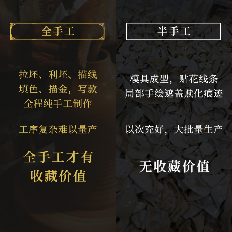 景德镇陶瓷器手绘描金青花瓷花瓶中式客厅插花玉壶春瓶摆件装饰品