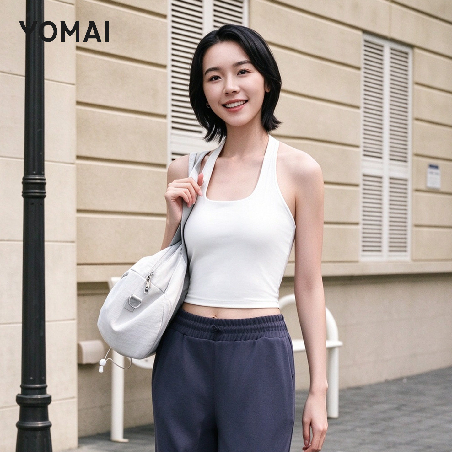 YOMAI外穿健身运动背心女士一体式带胸垫瑜伽上衣专用带胸垫内衣