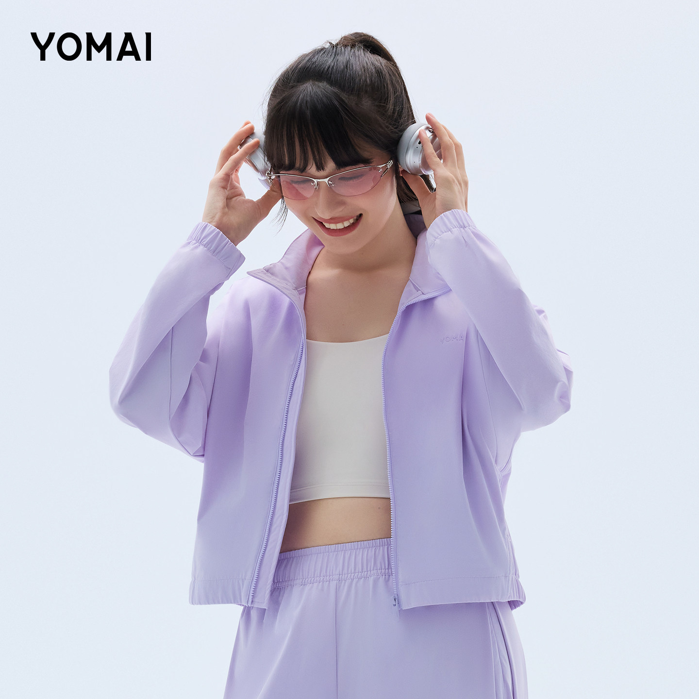 YOMAI紫色拉链外套运动女健身