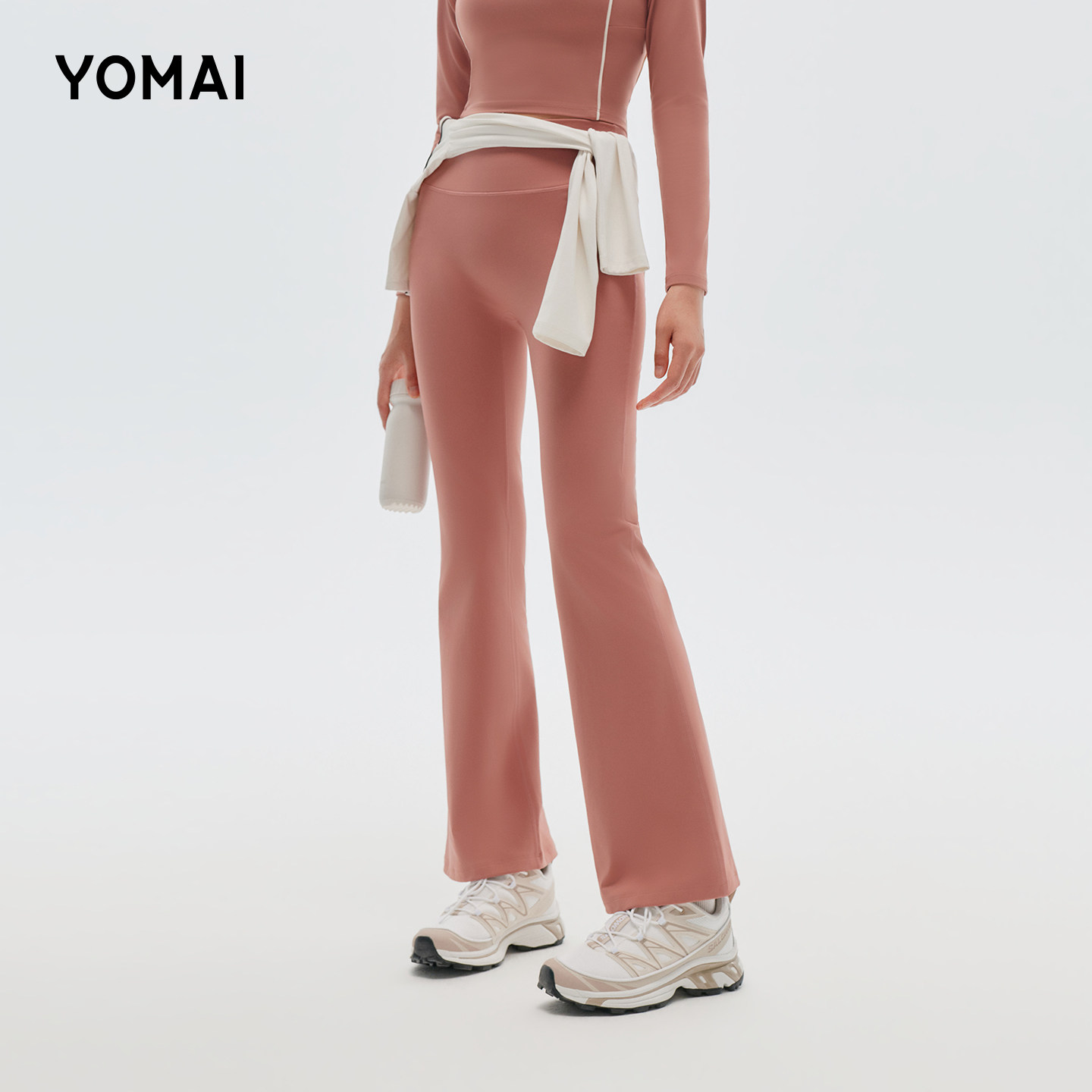 YOMAI加绒修身微喇运动裤女款健身裤瑜伽外穿长裤女裤高腰小个子