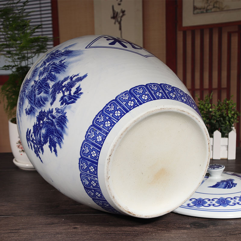 景德镇陶瓷水缸米缸30/50斤家用纯净水机泡茶抽水储水罐冷热水壶