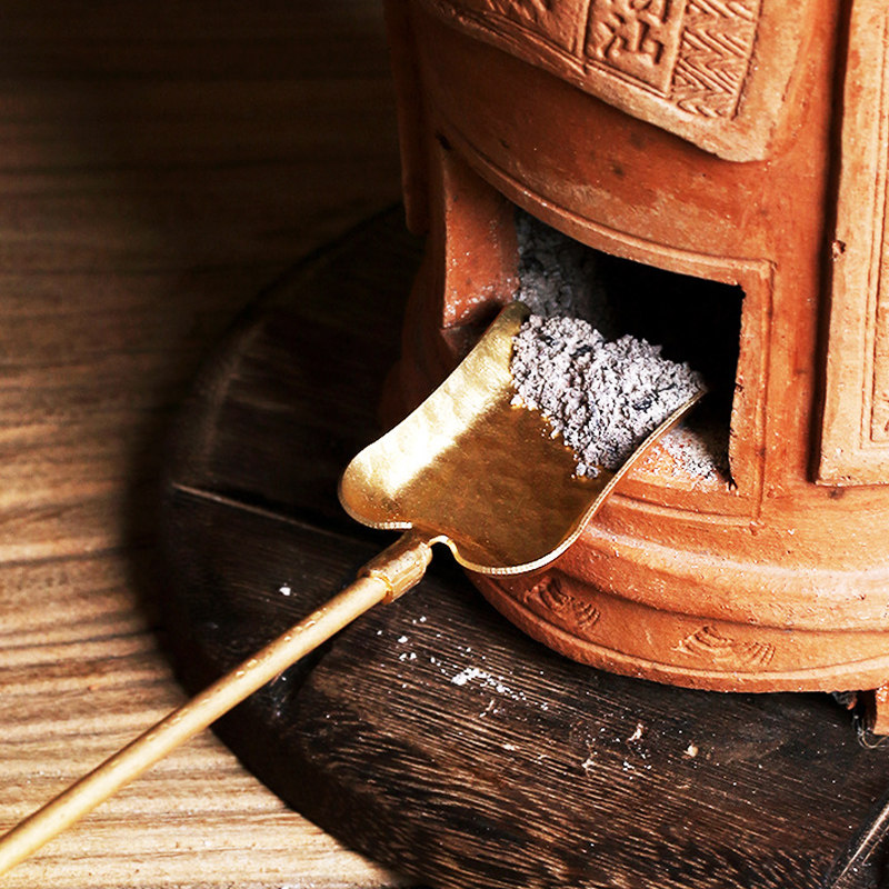 仿古炭炉配件纯铜夹炭筷子碎炭锤黄铜火箸功夫茶炉夹火钳炭炉灰铲