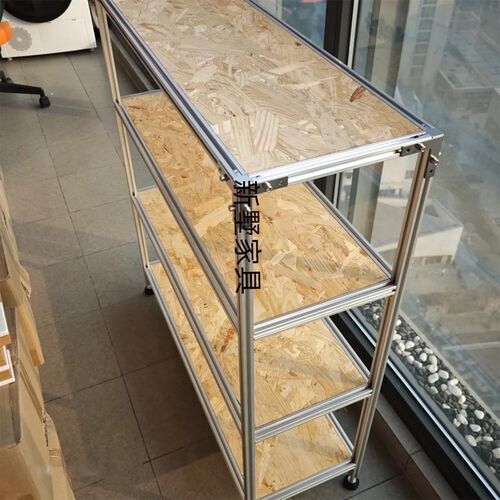 意式极简铝型材层板架靠墙多层置物架收纳架家用陈列架书架储物架
