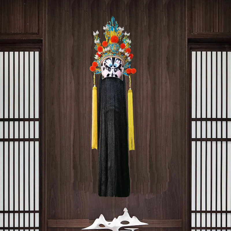 五虎上将新款北京黄色装饰酒店餐厅幼儿园校园脸谱大挂件川剧面具