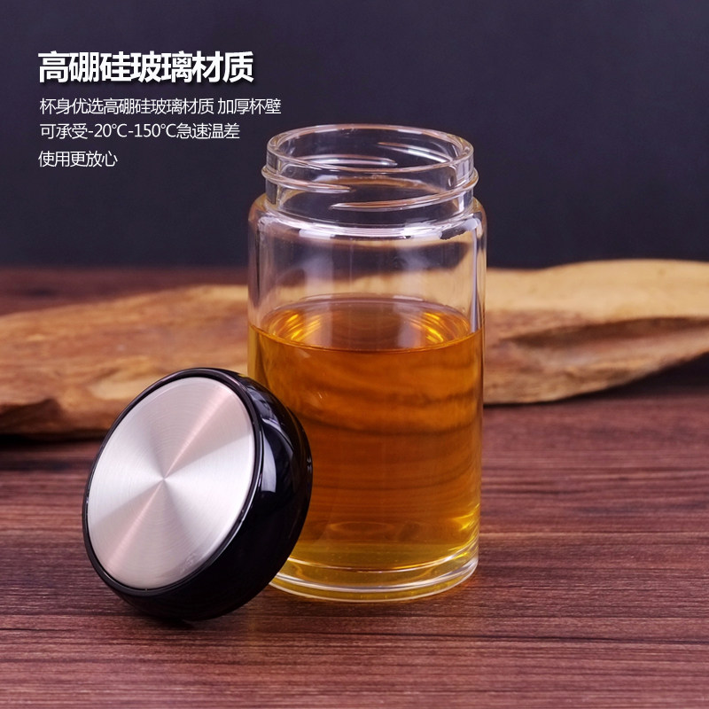 玻璃杯大口单层带盖子简约泡绿茶大容量水杯男女可携式短粗矮随手图片