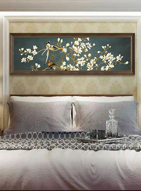 床头装饰画卧室挂画美式夫妻主卧房间高级感壁画手绘油画欧式墙面