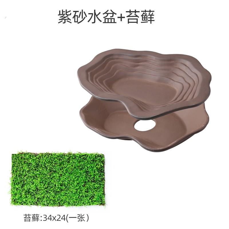 乌龟专用泡澡盆紫砂陶瓷分离式防滑黄缘半水龟饮水盘分体式洗澡盆