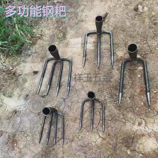 农用锄头翻土锰钢耙子松土耙二三齿四齿钉耙园林开 荒挖土赶
