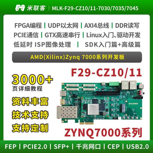 米联客FPGA开发板XILINX-ZYNQ7030/7035/7045-MLK-F29 PCIE SFP