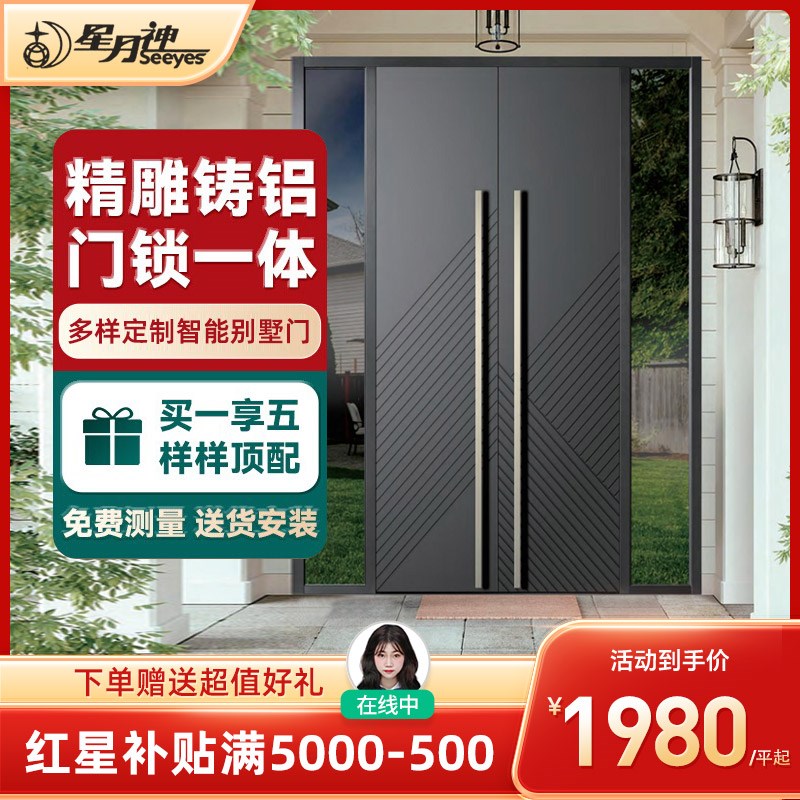 星月神家用别墅防盗门定制入户门进户门别墅大门安全门智能指纹锁图片
