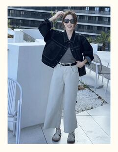 短款牛仔外套韩版复古宽松百搭爆款女款春秋季翻领休闲牛仔外套女